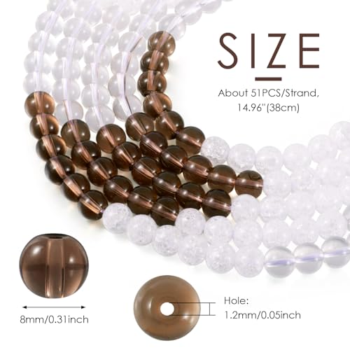 Transparante Glazen Kralen 5 Strands 8mm Cracking Glass Ronde Kralen Crystal Glas Losse Kralen voor DIY ambachten armbanden Sieraden maken 3