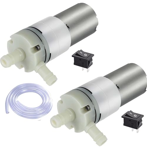 2st Mini DC 12V 370 Mini Miniature Zelfafdrukkende waterpomp, luchtpomp voor aquarium, 1/4" slangconnector, Max Flow 700-850ml, geschikt voor aquaria, theeaars