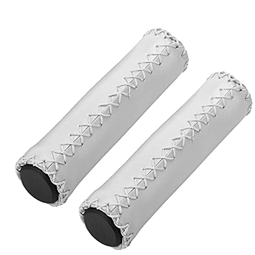 Bruine Fiets Grips Bruin Lederen Fiets Grips PU Sponge 1 Paar Handstruted PU Bike Fiets Handvat met Plug (Brown) 5