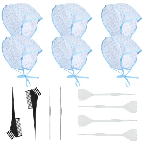 14 st haren Marker set, 6 st wegwerpbare Enamel Cap met 4 Plastic haak haken 2 haken en 2 haarkleur penselen, haarkleur, highlighter cap voor salon, thuis, DIY Haarverven