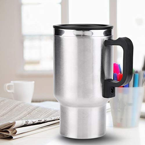 12v 450ml Auto Verwarming Cup Elektrische Smart Verwarmde Koffie Cup, Travel Mugs Drinken Waterfles Snelle kokend water Verwarming (zwart en zilver) 5