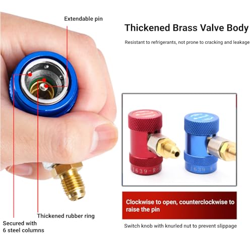 Snelle koppeling, Professionele snelle koppeling Airconditioning Service Port Adapter Geschikt voor R1234yf koelkasten 4