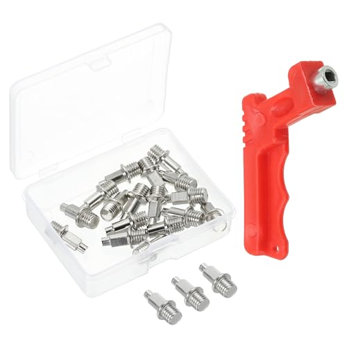 Track spikes, 16 stuks staal hoge sprong spikes vervanging spoor en veld draaiende spikes schoenen met spike key voor plastic spoor korte loop springsport, zilver