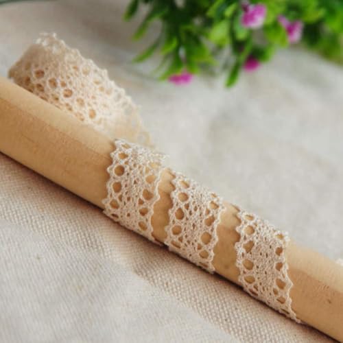 Zelfklevende Lace Ribbon 26 Meters Katoen Deco Tape -2cm Vintage Kant Border Hook Trims voor ambachten Naaien bruiloft Decoratie Scrapbooking Gift Box (Beige) 5