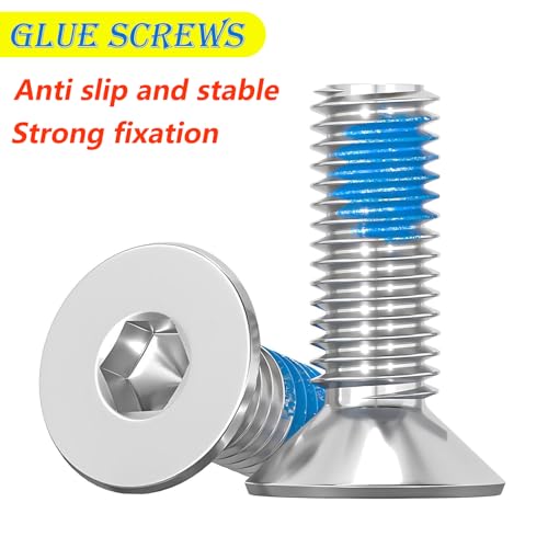 Verpakking van 20 verzonken schroeven M5 x 12 mm met zeshoekige stopcontact standaard DIN 7991, kleine schroefjes met schroefdraad met coating van Threadlock 5