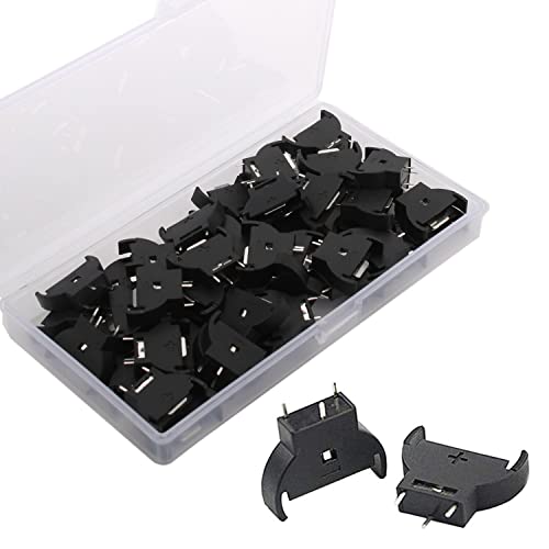 50 stuks CR2032 3V Button Cell Batterijhouder, verticale 3 Pin CR2032 Batterijhouder, Dip Type CR2032 Soldeer Montage Kabel, Batterij Compartiment CR zwart