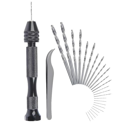 Minihand Boor Bitset met handboor Mini Boor en 25 stuks Twist Boor Bit voor ambachten en houtbewerking