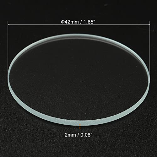 1,65x0,08 Dia zaklamp glazen lens, 2 stuks gepolijste randglas lenzen voor LED-lichtbron lens handheld zaklamp vervanging, transparant