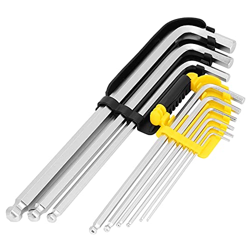 Allenmoersleutel, 9 stuks Cr V Hex sleutelset 1.5mm10mm met bal einde, lange arm Hex sleutelset Schroevendraaier gereedschap voor gemakkelijke thuis reparatie en algemene toepassingen 3