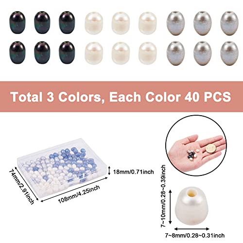 120 st. Natuurlijke Oval Zoetwater Parels 3 Kleuren Rijst Vorm Grote Hole Pearl Kralen voor DIY Craft Kettingen Choker armband sieraden maken 3