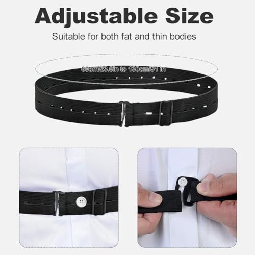 Overhemd voor heren 2 stuks Elastische verstelbare riem voor zaken, kantoor, bruiloft, dagelijks dragen 4