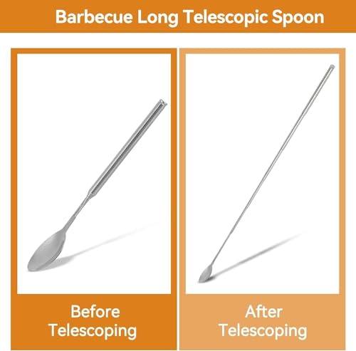 Telescopische Lepel, Uitschuifbare Lepel, 62 cm Roestvrij staal Telescopische Lepel, Uitschuifbaar voor Grill Tafelgerei 22 cm 4