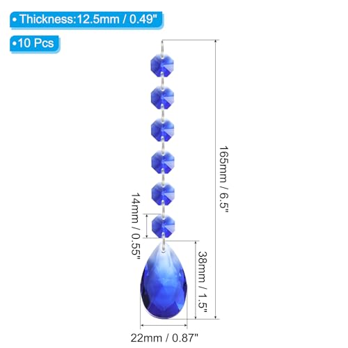 Teardrop Crystal Chandelier Hangers Kralen, 10st 165mm Lengte 38mm Kroonluchter Prims Onderdelen Ornamenten Hangen Kralen voor DIY Kunst Ambachten Decoratie, Blauw