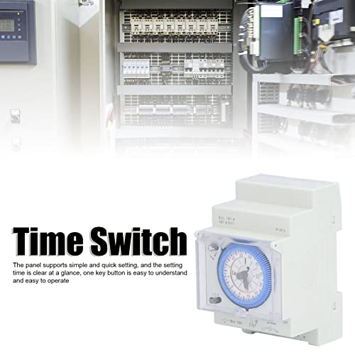 Mechanische tijdschakelaar, 24-uurs mechanische tijdschakelaar DIN Rail met stroomreserve, eenvoudige en snelle instelling, geheugenfunctie, tijdschakelaars 4