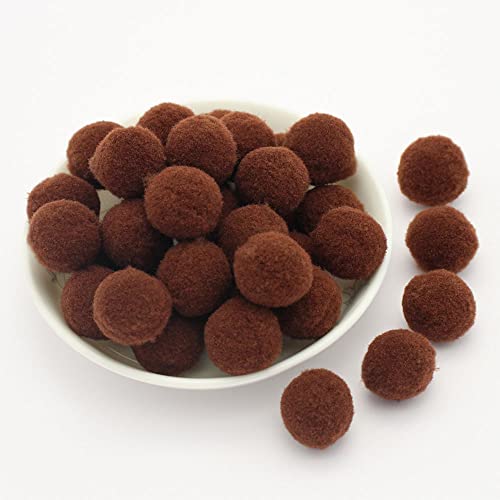 30 mm ongeveer 20 stuks kleurrijke mini pompoms voor het maken van vilten ballen kleurrijke pompom ballen kleine pompoms pluizige pluche ballen voor het versieren decoreren naaien DIY creatieve ambachten, bruin