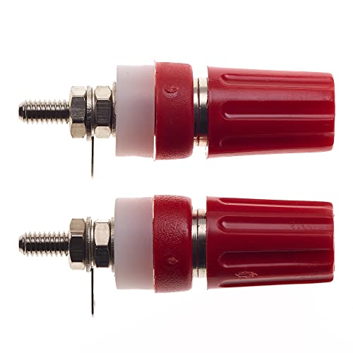 4mm Banana Plug - Pack of 2, Red 4mm Banana Plug met Binding Post, Panel Mount, Solder Label en Bare Wire Connection 4