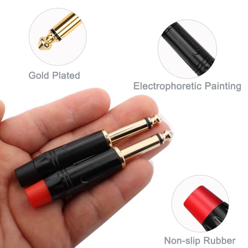 1/4" Audiopluggen 6.35mm Plug TS Man 1/4" Solder Type Mono Plug voor DJ Mixer Speaker Kabels Gitaar Kabels Phono Patch Kabelmicrofoonkabels (4 Pack) 5