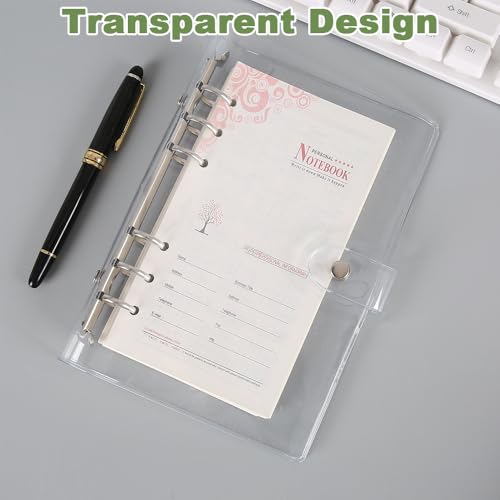 2 stuks PVC Binder, A6 Ring Binder Cover, Transparant, 6 gaten PVC Binder, A6 6 Hole Folder Cover, Geen Innerlijke Pagina's, Navulbare Ring Binder, Waterdicht, voor School, Huis, Kantoor 4