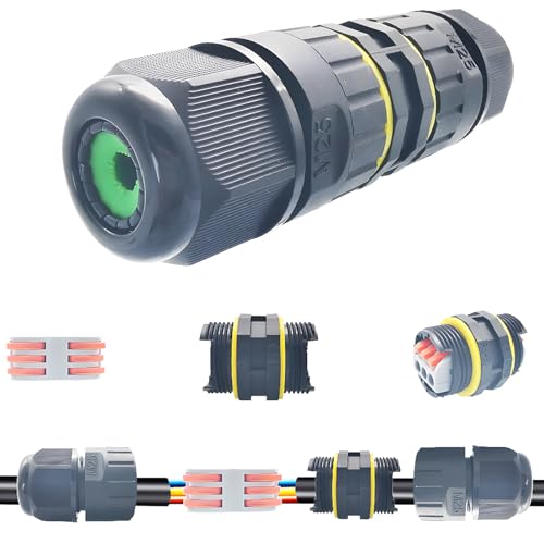 Kabelconnectoren IP68, Dujelixa 1st Waterdichte verbinding Box 2/3 Way Line M25 Verlengkabel Connector, Draadbereik 6-11mm, Elektrische Buitenbox, Externe Mouw Koppeling voor Power Cord