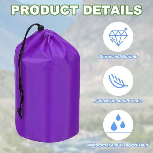 Stuff Sack, 2 stuks 20x40cm Waterdichte Outdoor Opbergzak Draagbaar Koordstof Flap Bag Lichtgewicht slaapzak voor Camping Wandelen Reizen, Paars 3