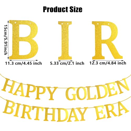 Gelukkige Gouden Verjaardag Era Banner, Voorgemonteerde Glitter Goud Verjaardag Banner voor Gold Party Decoraties Foto Accessoires Achtergrond