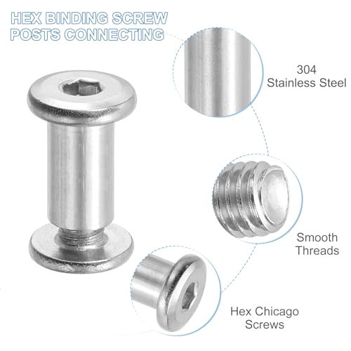 Chicago Hex Head Schroeven 20 Sets M6 x 15mm Hex Head Schroeven met Impact Nut voor meubels Reparatie Albums Lederen Fotoband Zilver 3