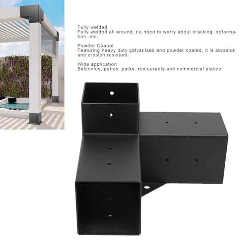Pergola Kit, Paviljoen houder, Hoek klem Houtwerk DIY Post Base Kit, Galvanized Powder Coated, Volledig gelaste Gazebo, Posthouder voor Pergola Houten Posts (Buachoisju53-12) 5