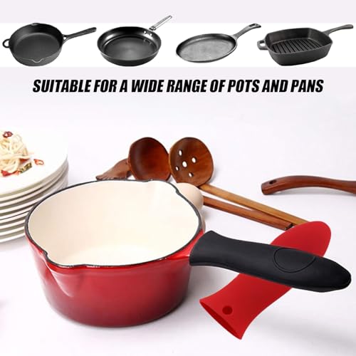3Stuks Siliconen hete handgreep houder, anti-slip Pothouder hittebestendig Pot handvat Pan Mouwen hittebeschermer Cast Iron Skilet Handvat Hoes Veilig Rubber Grip Handle Dekking voor 5
