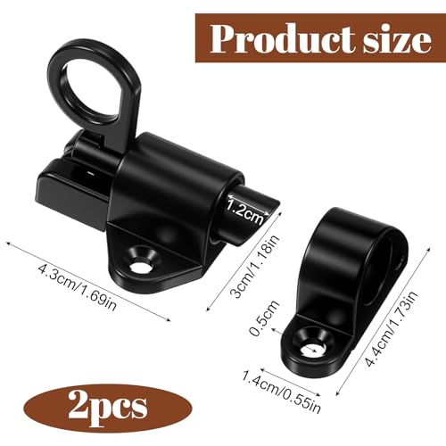 2 stuks Self Locking Latches, Black Aluminium Spring Deur Lock, Safety Window Gate, Spring Deur Lock, Automatic Security Gate Lock met schroeven voor Windows, Kasten