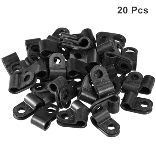 20st Nylon R Type Kabelklemmen, 4.8mm Plastic Kabelklem, Assortiment Kit Bevestiging Plastic Draadklemmen voor Kabelbeheer Kabelbeheer, Zwarte UC-0.5 3