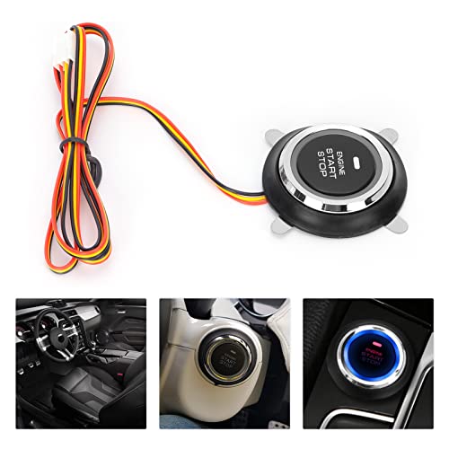 12V Motor Start Stop Drukknop Universele Auto Sleutelloze Toegang Contact Starter Switch Zwart 3