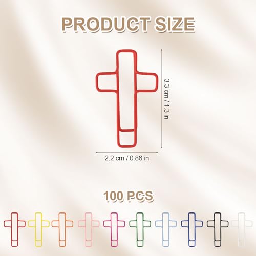 100 st. Cross Paper Clips, kleurrijk Bijbel Paper Clips Klemmen Christelijke tijdschriften Bijbelstudie Supplies voor christelijke vrouwen en mannen
