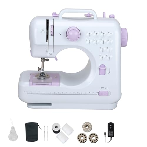 Naaimachine, mini elektrische huishoudelijke tweedraadsnaaimachine, 505 A 12 naalden, EU 220 V, geschikt voor beginners