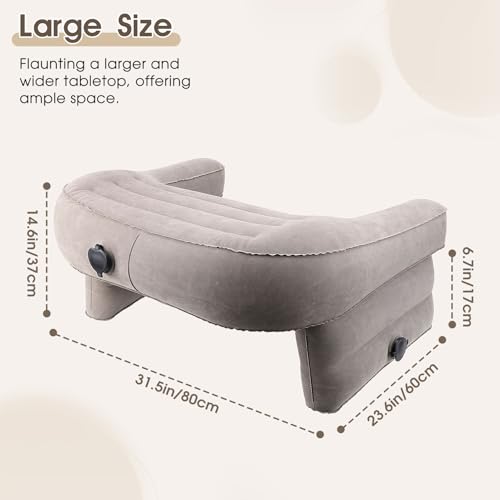 Opblaasbare Lap Pad, PVC Reading Pad voor Gaming, Portable Armrest Kussen Lap Reading Pad met 3 Opblaasbare Gaten voor Games, TV kijken 31.5 X 23.62 X 14.57 Inch 3