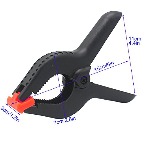 Spring Clips, 6 Inch Clip Set, 4 Pieces Heavy Duty Plastic Muslin Clips voor achtergrond Muslin, Canvas, Paper, Chroma Key Screen, Heavy Clip, Photo Studio en nog veel meer 3