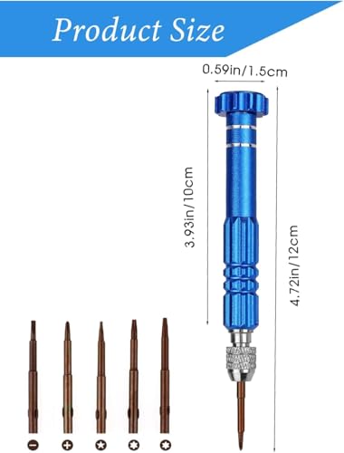 Minischroevendraaier Set blauwe kleine Mini Schroevendraaier met 5 schroevendraaiers, draagbare schroevendraaier glazen voor reparatie glazen laptops sieraden