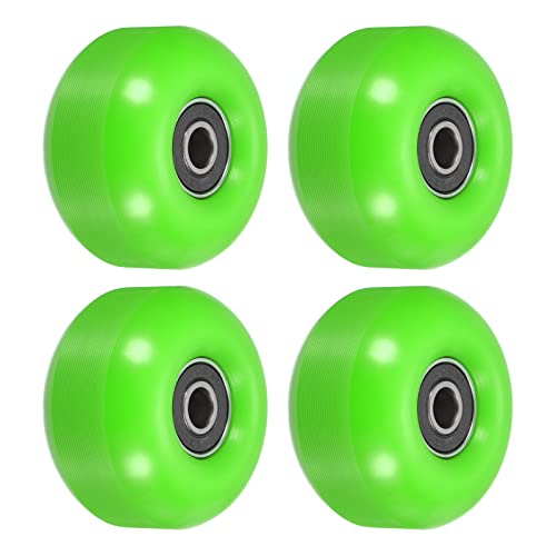 52mm Skateboard Wielen met lagers, 4 Pack Street Wielen voor Skateboards Cruiser Wiel Vervanging 95A, Groen Zwart
