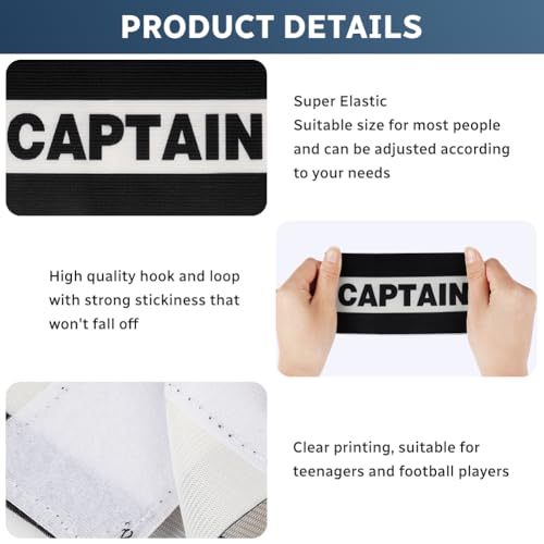 Classic Captain's Armband,Football Captain's Armband,Training Unisex-Jeugd Captain Armbanden, voor Volwassenen en Jeugd Elastische Sport Armband, Beschikbaar voor voetbaltraining 3