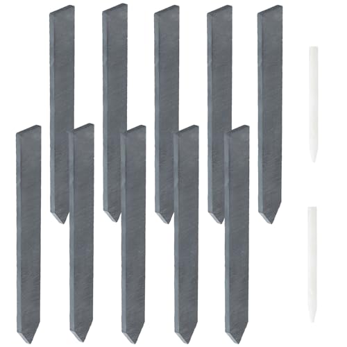 Plantenetiketten, Slate Plant Labels, 15x2cm Herbruikbare Tuinaanwijzers, Outdoor Plant Marker Labels met Krijt voor Kruiden, Potplanten en Bloemen