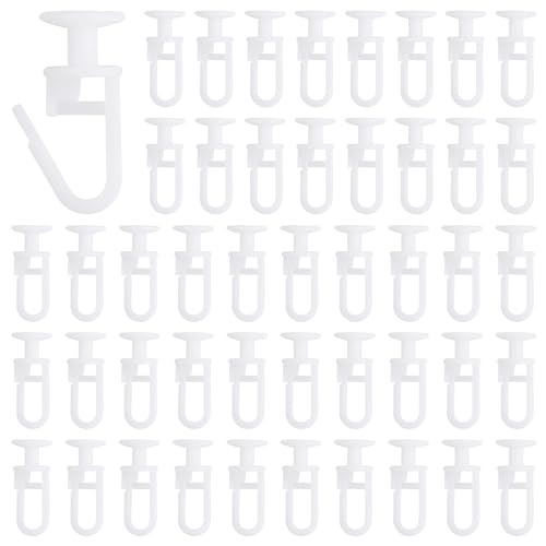 100 stuks Plastic gordijn haken, 1 inch White Rail schuifhaken, Track Wool Pulleys Glider Hook voor douche gordijnen