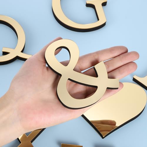 3D Acryl Alfabet Spiegel Muur Stickers Symbool & Zelfklevende Home Decor Letter Sign Art Sticker Decal voor DIY Home Decoratie Lichtgoud 3