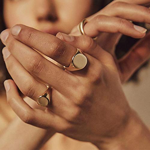 JUWELRY Roestvrij stalen Signet Ring voor mannen, aangepaste Gegraveerde Band Ringen, Gold Initial Monogram Ringen voor vrouwen, Maat J-Z1⁄2