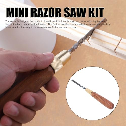 Mini handzaag modelgereedschap, afneembare handzaag en 5 houtbewerkingsmessen, met comfortabele Sourwood Branch Houten handgreep 4