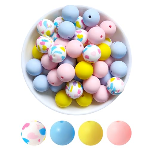 20 st. Siliconen kralen snoep kleur Losse kralen 15mm 4 soorten Kleurrijke Ronde Rubber Craft Kralen Set Matte Kleurrijke Craft Kralen Siliconen kralen voor Keychain armband