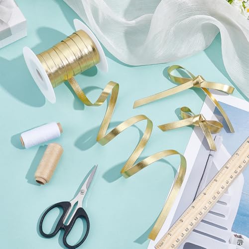 20m Faux lederen band, 1cm Plat metaal lederen band, glanzend leer, Kant afwerking voor kleding, Naaien, Crafting, Verpakking, Goud 4