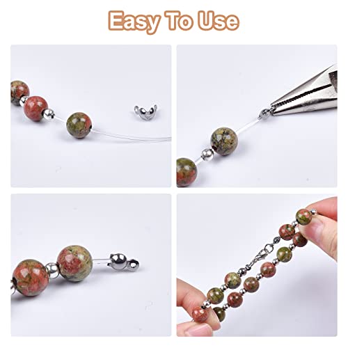 Ongeveer 400 st RVS krimpende kralen tips, open clamshell vouwen kraal tips knoop bedekt eindmutsen voor knopen en krimpende bevindingen 4