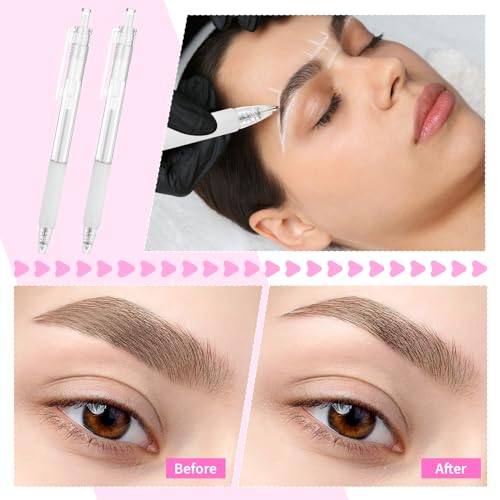 Wenkbrauwen Microbladding Highlighter, Skin Marker Pen, Permanente make-up positie, Mapping, Marker, Tools, Eyebrow Mapping, Marker Sjabloon met 4 Vervangingsvulling voor huid kunst