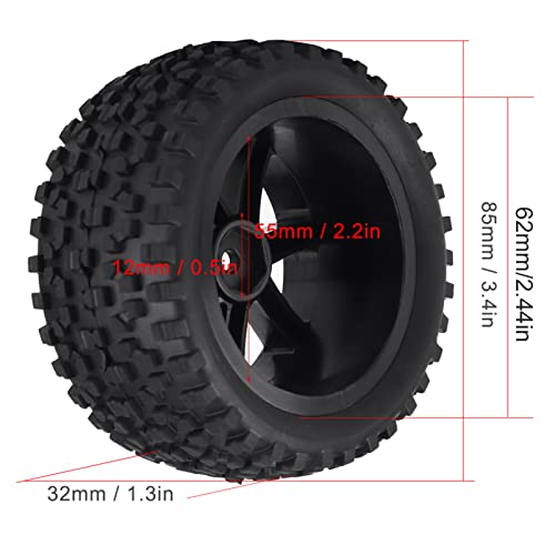 1/10 RC Truck Rubber Band Wiel aluminium velgen & zwart vierkant patroon Rubber banden Banden 4 stuks(zwart) 3
