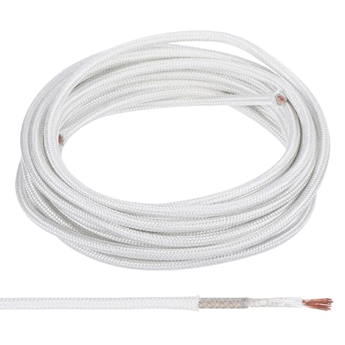 Elektronische kabel, flexibel Mica glas, geïsoleerd, hittebestendig, 50 m, 11 Awg, hoge temperatuur draad -60 tot 500 °C, boiler, verwarming, wit