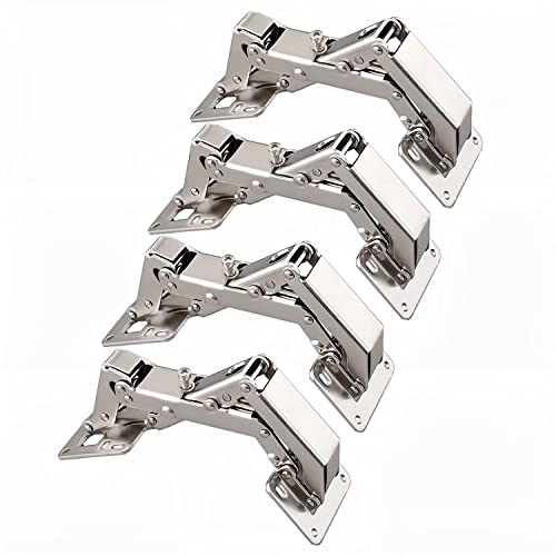 4 x schroef scharnieren met veer, openingshoek, 170 graden, voor keukenkast, deur scharnieren + 16 schroeven, grote hoek deur scharnieren, geen slot nodig